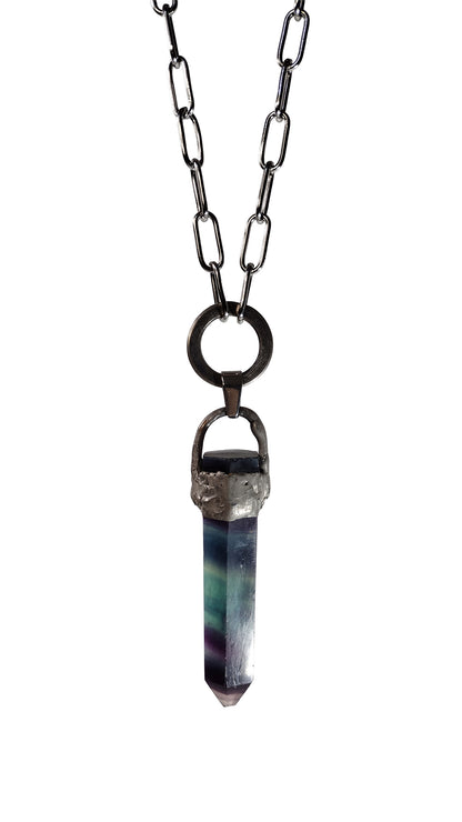 Rainbow Fluorite Crystal Necklace