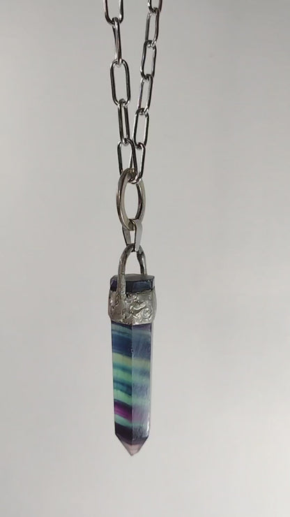 Rainbow Fluorite Crystal Necklace